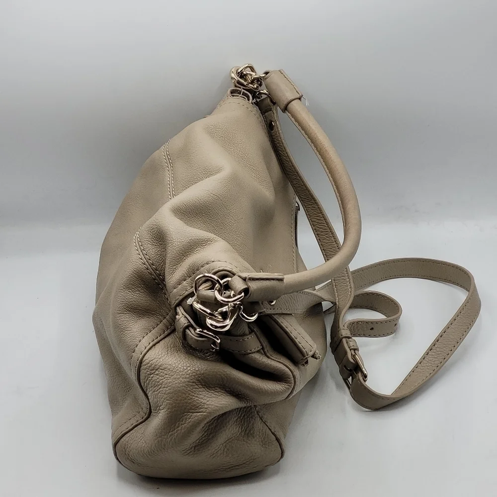 Kate Spade Boerum Place Devin Pebbled‎ Beige Leather Satchel Crossbody Bag